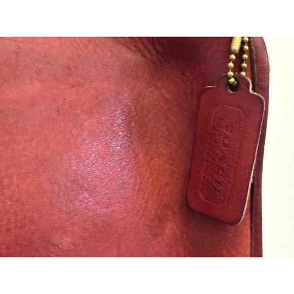 Vintage Red Leather Coach Crossbody Convertible Clutch Bag Brass Hardware - Picture 4 of 13